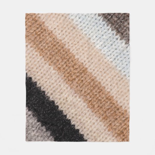 Meerkleurige gestreepte wol: weefselstructuur fleece deken (Voorkant)
