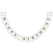 Meerkleurige Gingham Happy Birthday Bunting Banner (Alle)