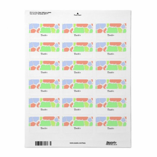 Meerkleurige Giraffe-fourpatroonlabel Etiket (Full Sheet)