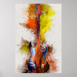 meerkleurige gitaar poster