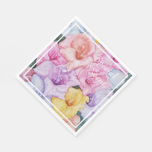 Meerkleurige Gladiola Bloemen Party Servet (Hoek)