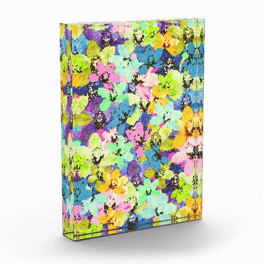 Meerkleurige Glazen in lood orchideeën Fotoblokken (Links)