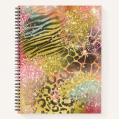 Meerkleurige Glitter Animal Print Notitieboek (Voorkant)