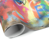 Meerkleurige graffiti op betonwand cadeaupapier (Rol Hoek)