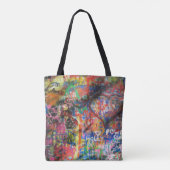 Meerkleurige graffiti op betonwand tote bag (Achterkant)