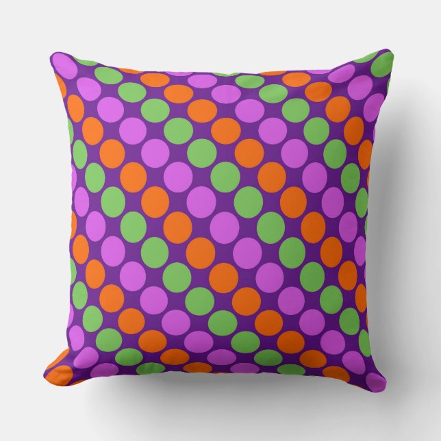 Meerkleurige grote polka stippen retro sixties kussen (Voorkant)