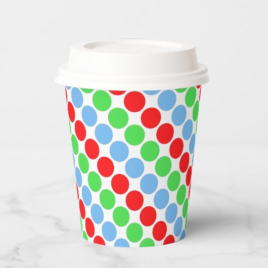 Meerkleurige grote polka stippen retro sixties papieren bekers (Links)