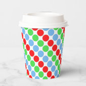 Meerkleurige grote polka stippen retro sixties papieren bekers (Achterkant)