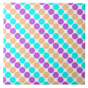 Meerkleurige grote polka stippen retro sixties tegeltje