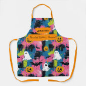 Meerkleurige Halloween met geesten, pompoenen, vle Schort (Voorkant)