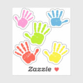 Meerkleurige handafdrukken sticker (Vel)