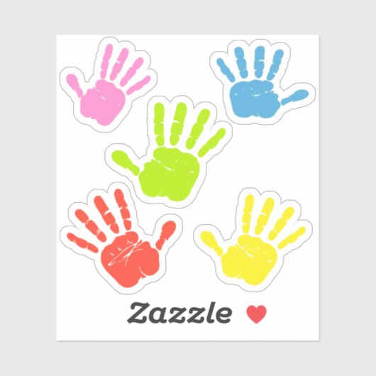 Meerkleurige handafdrukken sticker (Vel)