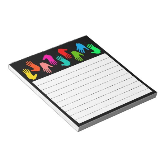 Meerkleurige handen notitieblok (Schuin)
