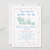 Meerkleurige handgetekende Whimsical Tea Vrijgezel Kaart (Voorkant)