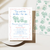 Meerkleurige handgetekende Whimsical Tea Vrijgezel Kaart