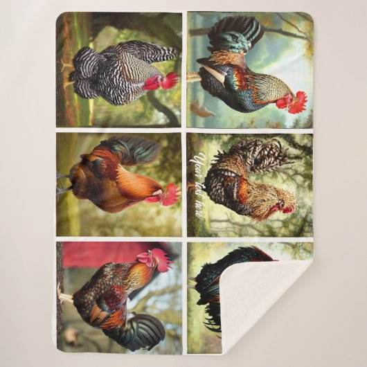 Meerkleurige hanen sherpa deken (Voorkant)