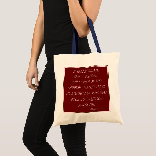 MEERKLEURIGE HAPPY THANKSGIVING PSALMEN 30:1 TOTE BAG (Voorkant (product))