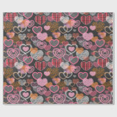 Meerkleurige harten cadeaupapier (Vlak)