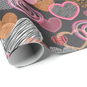 Meerkleurige harten cadeaupapier (Rol Hoek)