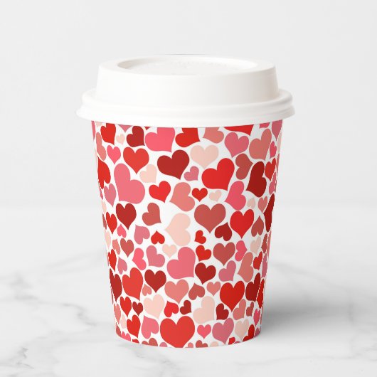 Meerkleurige harten Patroon-20367 Papieren Bekers (Links)