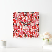 Meerkleurige harten Patroon-20367 Vierkante Klok (Huis)