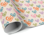 Meerkleurige harten Valentijn Cadeaupapier (Rol Hoek)