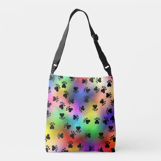 Meerkleurige hondenpootafdrukken Canvas tas (Achterkant)