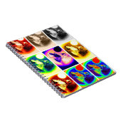 Meerkleurige Howling Wolf op Moon Pop Art Notitieb Notitieboek (Rechterzijde)