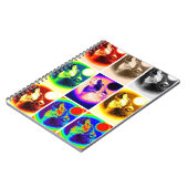 Meerkleurige Howling Wolf op Moon Pop Art Notitieb Notitieboek (Linkerzijde)