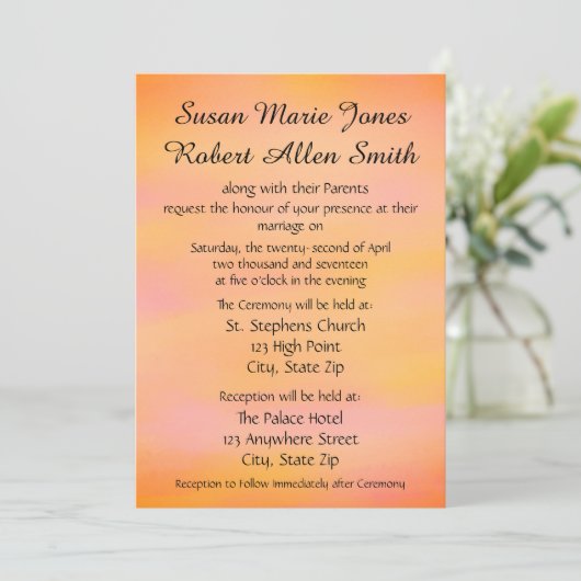 Meerkleurige huwelijksuitnodiging kaart (Staand voorkant)