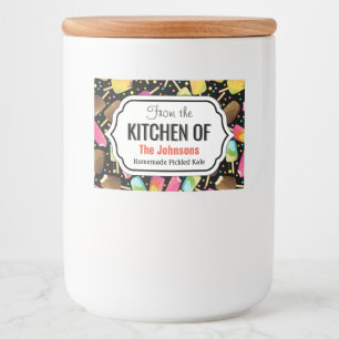 Meerkleurige ijspopsicles sprinkles patroon voedselcontainer etiket
