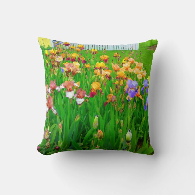 Meerkleurige Iris Flower Patch Pillow Kussen (Voorkant)