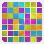 Meerkleurige juwelmozaïek vierkante sticker (Voorkant)