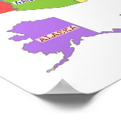 Meerkleurige kaart van de Verenigde Staten Poster (Hoek)