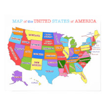 Meerkleurige kaart van de Verenigde Staten
