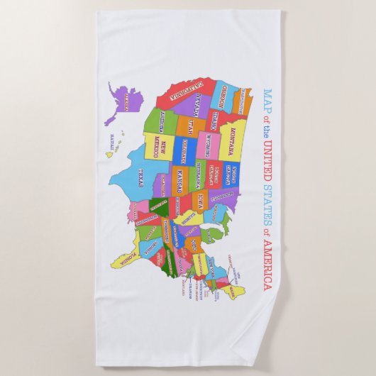 Meerkleurige kaart van de Verenigde Staten Strandlaken