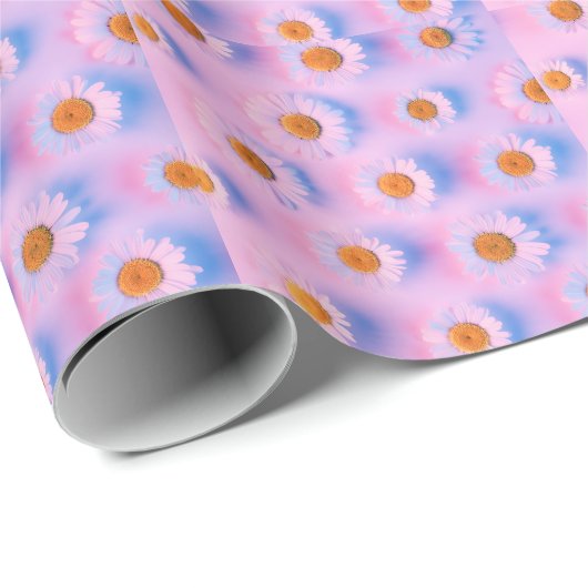 Meerkleurige kamille-array met neonverlichting. cadeaupapier (Rol Hoek)