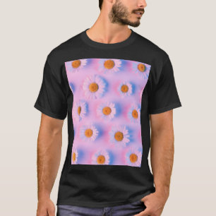 Meerkleurige kamille-array met neonverlichting. t-shirt