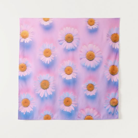 Meerkleurige kamille-array met neonverlichting. wandkleed (Voorkant (horizontaal))