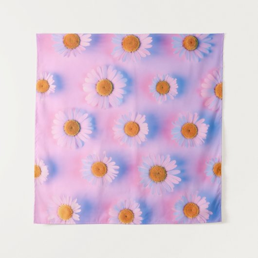 Meerkleurige kamille-array met neonverlichting. wandkleed (Voorkant)