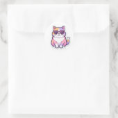 Meerkleurige kat met hart zonnebril sticker (Tas)