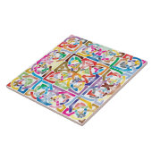 Meerkleurige Keltische Knoop Keramische tegel Tegeltje (Zijkant)