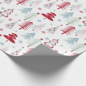 Meerkleurige kerstbomen op een wit cadeaupapier (Hoek)