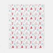 Meerkleurige kerstbomen op een wit Napkins Fleece Deken (Voorkant)