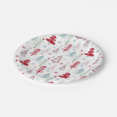 Meerkleurige kerstbomen op een wit papieren bordje (Gekanteld)