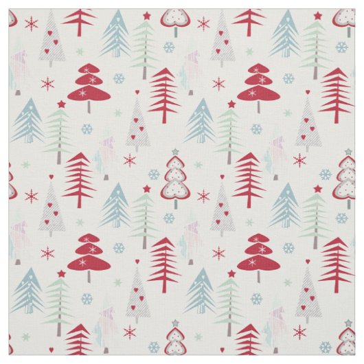 Meerkleurige kerstbomen op een wit stof (Swatch)