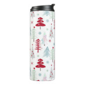 Meerkleurige kerstbomen op een wit thermosbeker (Gedraaid links)