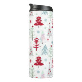 Meerkleurige kerstbomen op een wit thermosbeker (Geroteerd rechts)