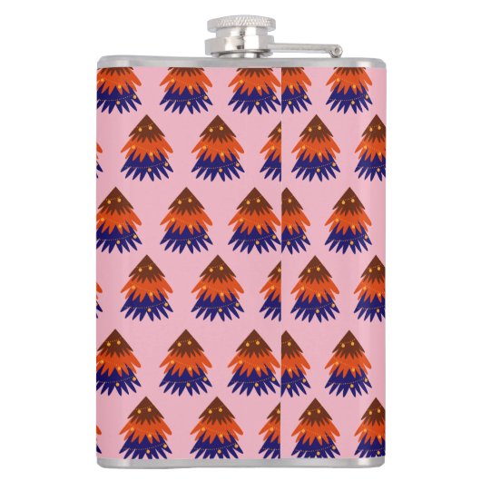 Meerkleurige kerstboom - erlenmeyer heupfles (Achterkant)