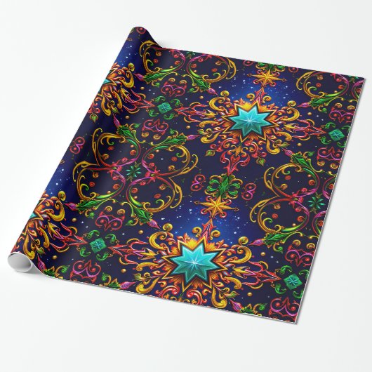 ~ Meerkleurige kerstcadeaus ~ Cadeaupapier (Uitgerold)